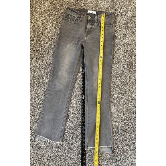 Vervet Jeans Womens Size 25 Gray Distressed Wash High Rise Crop Flare Raw Hem - Picture 9 of 10